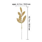 40 Pieces Gold Glittered Artificial Leaf Spray Picks 12 Tall for Christmas Winter Wedding Wreath Tree Swag Floral Arrangment Vase Bouquets Table Centerpieces Decoration