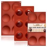Hot Chocolate Cocoa Bomb Molds Hemisphere Silicone 2.5 Inch 3 Pack, Semi Ball Mould 6 Cavity Large Circular, BPA Free Non-Stick Half Sphere Holiday Valentine DIY Cake Jelly Dome Mousse