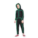 Light Up Stick Figure Costume Kids, Led Stick Man Costumes Child Boys Girls, Halloween Glow in Dark Stickman Cosplay Youth(Green, 14)