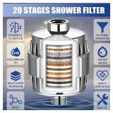 Shower Filter, 20 Stage Shower Head Filter for Hard Water with 2 Cartridges, High Output Shower Water Filter to Remove Chlorine, Fluoride and Other Impurities, Improves Skin Condition, Protects Hair