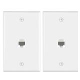 VCE Ethernet Wall Plate (UL Listed), 1-Port Cat6 Female to Female Wall Jack, Keystone Wall Plate with RJ45 Keystone Inline Coupler, White (2-Pack)