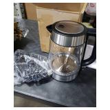 Amazon Basics Electric Kettle with Glass Carafe for Tea and Coffee, BPA-Free, Fast Boiling, Auto Shut-Off, 1.7 Liter, 1500W, Black and Silver