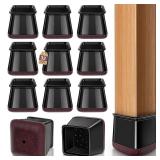 Chair Leg Floor Protectors Square Chair Leg Protectors for Hardwood Floors Silicone Caps Felt Strengthen Bottom Protection Anti-Scratch Reduce Noise 32 Pack Black Square M Fit:13/16 to 1 (20-26mm)
