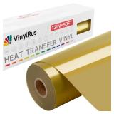 VinylRus Heat Transfer Vinyl-12 x 50ft Gold Iron on Vinyl Roll for Shirts, HTV Vinyl for Silhouette Cameo, Easy to Cut & Weed