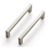 Ravinte 10 Pack Solid 4 Inch Center to Center Slim Square Bar Drawer Handles - Cabinet Hardware Brushed Nickel Pulls for Kitchen and Drawers
