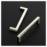 Ravinte 10 Pack Solid 4 Inch Center to Center Slim Square Bar Drawer Handles - Cabinet Hardware Brushed Nickel Pulls for Kitchen and Drawers