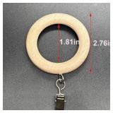 Beechwood Curtain Rings with Clips,Farmhouse Drapery Clips 1.81 Inner Diameter for 1.1-1.5-inch Rods (24, Inner Dia 1.81 in)