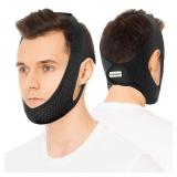 OHELEEP Anti Snore Chin Strap for CPAP Users, Snore Stopper Adjustable, Chin Strap for Sleeping Comfortable Stop Snoring Solution, Anti Snoring Devices Breathable and Reusable, Black, M