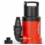 Flowbase 1HP 5000GPH Sump Pump - Clean/Dirty Water Portable Transfer Submersible Pump for Swimming Pool, Garden Pond, Basement with 10ft Power Cord,Remove Water Level Down to 0.2