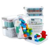 Citylife 6 Packs Small Storage Bins with Lids 3.2 QT Plastic Storage Containers for Organizing Stackable Clear Storage Boxes