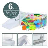 Citylife 6 Packs Small Storage Bins with Lids 3.2 QT Plastic Storage Containers for Organizing Stackable Clear Storage Boxes