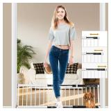 White Metal Dog Gate for Small Dogs - 13.3 Short Freestanding Puppy Gate with Retractable Sliding Rail, No Installation, Indoor/Outdoor Use, Foldable & Portable Pet Barrier