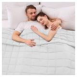 King Size Weighted Blanket for Adults (20 lbs, 80 x 87, White) Cooling Heavy Blanket for Sleeping Perfect for 190-210 lbs, Breathable Blanket for Adults & Couple All Season, Machine Washable