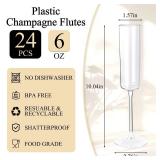 Ciaell 24 Pack Plastic Champagne Flutes - Clear 6 Oz Disposable Champagne Glasses - Square Plastic Toasting Glasses for Party Birthday Anniversary Wedding