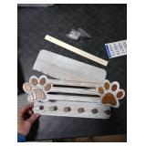 MTERSN Farmhouse Dog Leash Holder for Wall - Cute Dog Accessories Storage Organizer with Floating Shelf and 6 Key Hooks Key Holder Wall Mount for Rustic Home Decor (White)