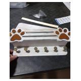 MTERSN Farmhouse Dog Leash Holder for Wall - Cute Dog Accessories Storage Organizer with Floating Shelf and 6 Key Hooks Key Holder Wall Mount for Rustic Home Decor (White)