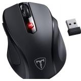 HOTWEEMS Wireless Mouse, D-09 Computer Mouse USB Cordless Mice for Laptop, Ergo Grips, Lightspeed 5-Level 2400 DPI, 16 Months Battery, Portable for PC Mac Chromebook (Black)