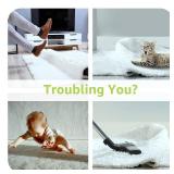 Rabenda 12 Pcs Rug Tape, Non Slip Rug Pads Grippers for Hardwood Floors and Tiles, Reusable Carpet Tape for Area Rugs, Double-Sided Adhesive Rug Stickers Keep Corners Flat (Black)