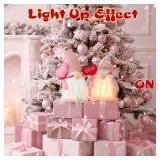 Pink Gnome Couple Valentines Day Decorations - 12'' Light Handmade Gnome Plush Doll Valentines Gifts for Her - Home Indoor Office Tabletop Mantel Pink Valentines Decor - Romantic Anniversary Vday Gift