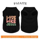 Discover Cozy Cotton Canine Wear: Soft, Lightweight, and Breathable Dog Shirt Vest with Eye-Catching Graphics(Love Like Jesus), Keeping Your Furry Friend Warm and Comfy! Black XL