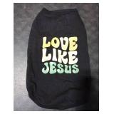 Discover Cozy Cotton Canine Wear: Soft, Lightweight, and Breathable Dog Shirt Vest with Eye-Catching Graphics(Love Like Jesus), Keeping Your Furry Friend Warm and Comfy! Black XL