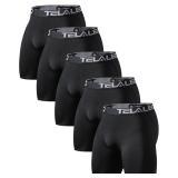 TELALEO 5 Pack Compression Shorts for Men Spandex Sport Shorts Athletic Workout Running Performance Baselayer Underwear Black S