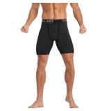 TELALEO 5 Pack Compression Shorts for Men Spandex Sport Shorts Athletic Workout Running Performance Baselayer Underwear Black S