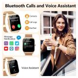 CASCHO Smart Watches for Women (Android/iOS), 1.85 HD Smart Watch with Calls/Messages/AI Voice Control, Sleep/Heart Rate, 120+ Sports Modes Fitness Tracker Watch, Gold & Pink Dual Strap