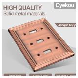 Dyekou Metal Wall Plate for Electrical Outlets, Decorative Antique Copper Switch Plates Outlet Cover, Light Switch Cover Plate, 3-Gang Wall Plates (Triple Toggle, 1 Pack)