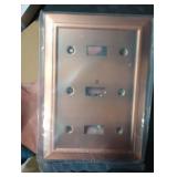 Dyekou Metal Wall Plate for Electrical Outlets, Decorative Antique Copper Switch Plates Outlet Cover, Light Switch Cover Plate, 3-Gang Wall Plates (Triple Toggle, 1 Pack)