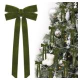12Pcs Green Velvet Ribbon Bows Christmas Tree Decorations,5in x 10in St Patricks Day Ornaments for Tree Home Party Front Door Wreath Garland Holiday Decor