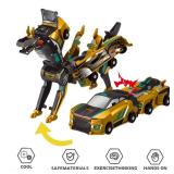Collision Transforming Dinosaur Car Toy, Magnetic Dinosaur Transformer Car for Boys & Girls Party Favors Birthday Christmas (Gold)
