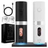 Home Hero Electric Salt and Pepper Grinder Set - Automatic Salt and Pepper Grinder Set Rechargeable. Electronic Salt and Pepper Shakers with LED Light, Electric Pepper Grinder & Salt Grinder, Set of 2