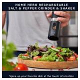 Home Hero Electric Salt and Pepper Grinder Set - Automatic Salt and Pepper Grinder Set Rechargeable. Electronic Salt and Pepper Shakers with LED Light, Electric Pepper Grinder & Salt Grinder, Set of 2