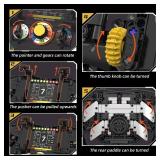 Xbrtmbuild Racing Simulator Steering Wheel Building Set, Mechanical Gaming Sim Racing Cars Driving Wheel Bricks with Moving Parts Gift for Adults to Build - 833 PIECES