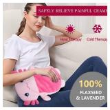 Microwave Heating Pad for Pain Relief, 13 x 10 Microwavable Heating Pads for Cramps, Back Pain, Neck Shoulder, Muscles, Knee, Joints, Natural Heat Pack Moist Heat, Pink Axolotl