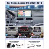 SIXWIN Android Car Stereo for Honda Accord 2008 2009 2010 2011 2012 2013 10.1 Inch Touch Screen 2G+64G CarPlay Android Auto Car Radio Bluetooth GPS Navigation WiFi FM SWC Backup Camera MIC
