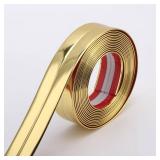 Trimold Multifunctional Wall Molding Trim & Corner Guards & Caulk Strip, Apply in Table Edge Door Frame Baseboard for Protection and Decoration, Shiny Gold, 16.4ft x 1.6in