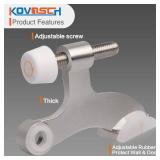 KOVOSCH 2 Pack Hinge Pin Door Stopper Brushed Satin Nickel - Adjustable Heavy Duty Hinge Pin Door Stop with White Rubber Bumper Tips