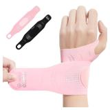 Ultra-Thin Wrist Brace Support for Carpal Tunnel, Wrist Brace for TFCC Tears, Elastic Wrist Wraps for Sports Work Typing Sleeping, Wrist Straps for Weightlifting, Golf, Tendonitis, Arthritis (Pink)