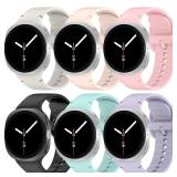 BandRain 6 Pack Sport Bands Compatible with Samsung Galaxy Watch 8 Band 40mm 44mm/Galaxy Watch 8 Classic 46mm, Waterproof Soft Silicone Strap Wristband for Galaxy Watch 8/8 Classic 2025 Women Men (6 P