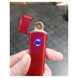 Electronic Lighter, Smart USB Rechargeable Lighter, Cool Electric Lighter Portable Dual Sided Ignition Windproof Flameless Lighter Lightweight Plasma Lighter for Indoor Outdoor(Red)