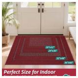 BEQHAUSE Indoor Door Mat 20 x 32, Dirt Trapper Door Mats Non-Slip Entryway Rugs Washable, Resist Dirt Absorbent Welcome Mat, Low Profile Floor Mats for Front Back Door and Entryway, Red