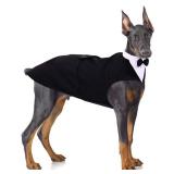 PUMYPOREITY Dog Tuxedo and Bandana Set, Formal Gentleman Dog Attire with Bowtie for Wedding, Birthday, Christmas, 2 Pieces/Pack, 2XL, Black