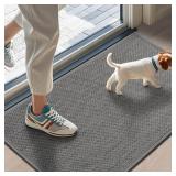 LEKEEPGO Door Mat 17x29, Non Slip Door Mat Indoor Entrance, Rubber Backing Front Indoor Door mats Washable Absorbent Low-Profile Entryway Entry Resist Dirt Inside Door Mats, Light Grey