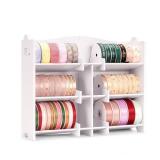 Krafetto Stackable Small Roll Ribbon Storage Organizer Rack, Wall-Mountable Ribbon Holder Rack for Craft Room, Desktop Ribbon Spool Holder for Ribbons up to 4 in Diameter