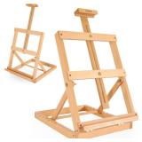 VISWIN Heavy-Duty Table Top Easel for Painting, Adjustable Beech Wood Tabletop Easel, Hold Canvas up to 23, Portable Art Desktop Easel Stand for Adults, Artists, Beginners Natural