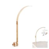 Wooden Crib Mobile Arm | Baby Crib Mobile Arm Wooden Holder | Rotatable Adjustable Anti Slip Attachment Clamp for Sturdy Mobile Hanger (Curved Arm)