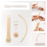 Wooden Crib Mobile Arm | Baby Crib Mobile Arm Wooden Holder | Rotatable Adjustable Anti Slip Attachment Clamp for Sturdy Mobile Hanger (Curved Arm)