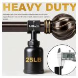 Bronze Curtain Rods for Windows 48 to 84 Inches Adjustable Length Heavy Duty 7/8 Diameter Brown Window Curtain Rod with Decorative Finials for Outdoor Farmhouse Bedroom Kitchen Living Room